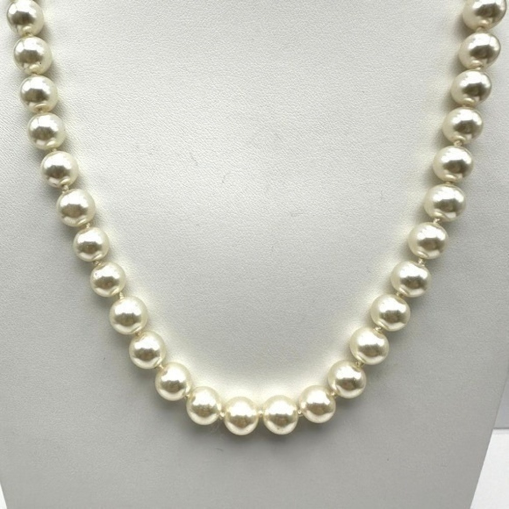 Necklace Vintage Cream Faux Pearl Hand Knotted Statement Strand Classic Bridal